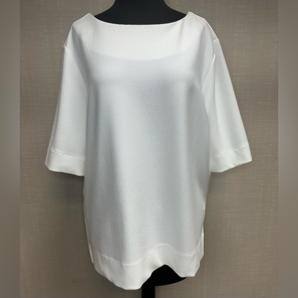 BOAT NECK TOP WITH ELBOW SLEEVE